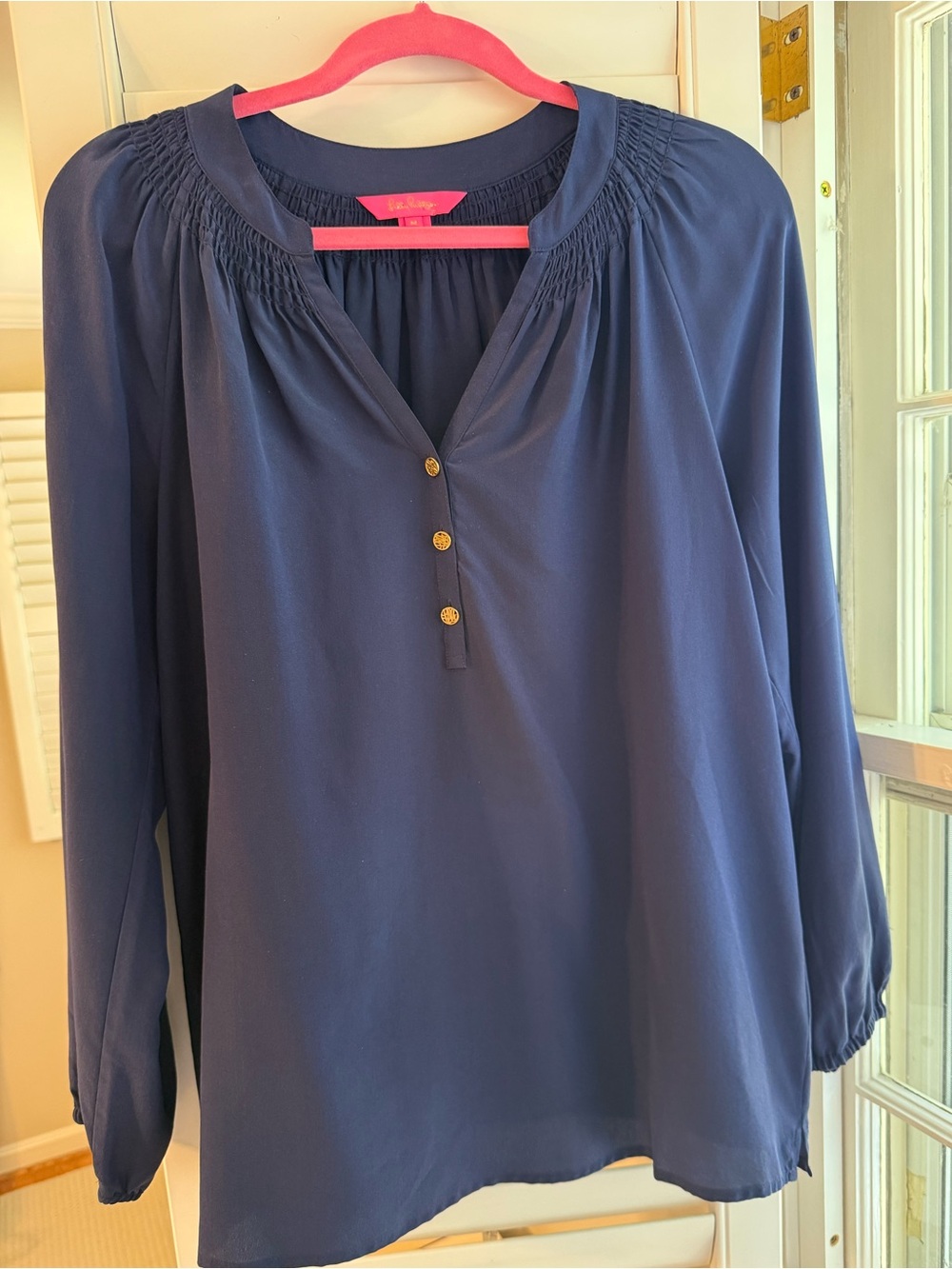 Lilly Pulitzer Navy Silk Elsa Popover